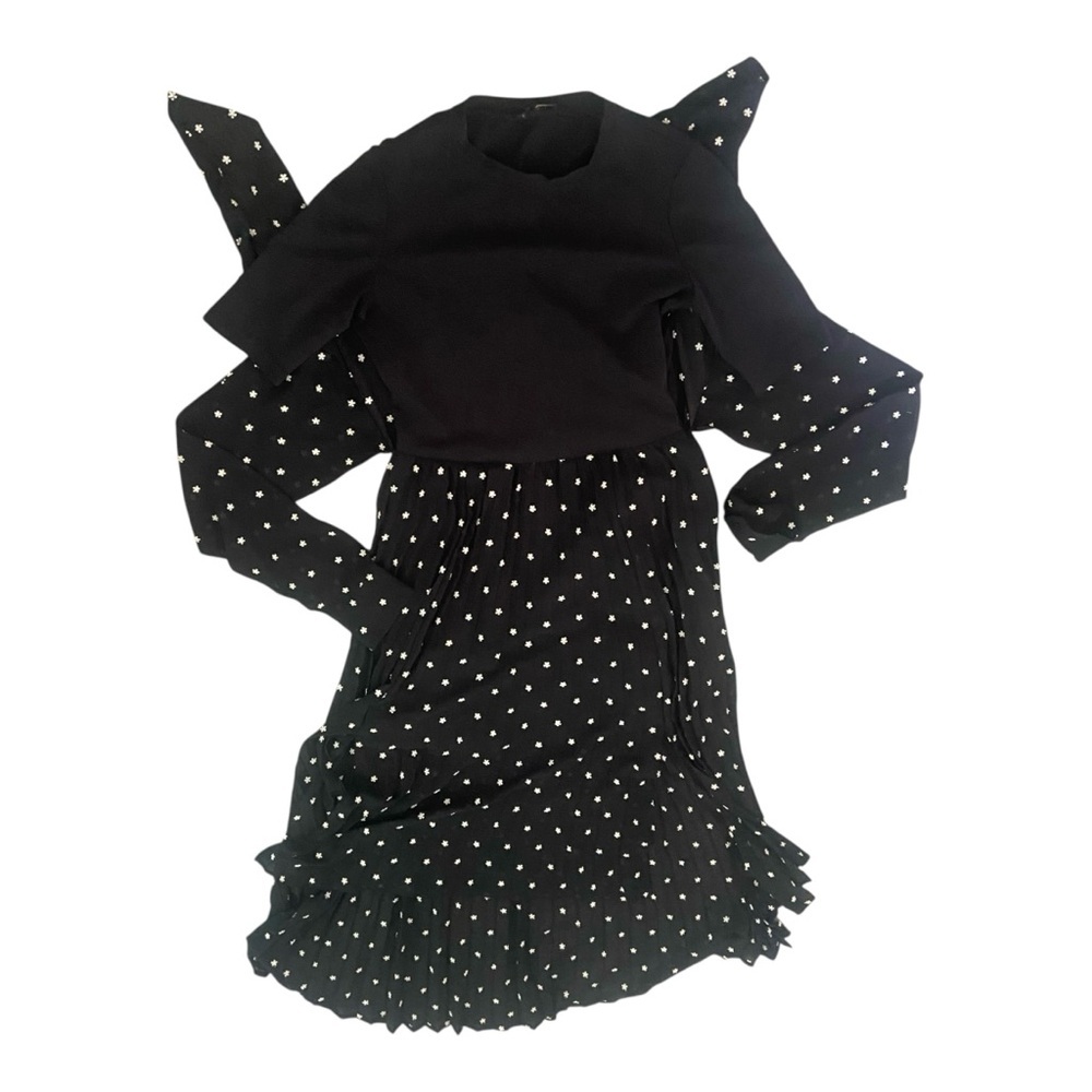 Maje Rivoli Micro-Floral Embroidered Midi Black Dress French Size 38, US Size S - Picture 4 of 10